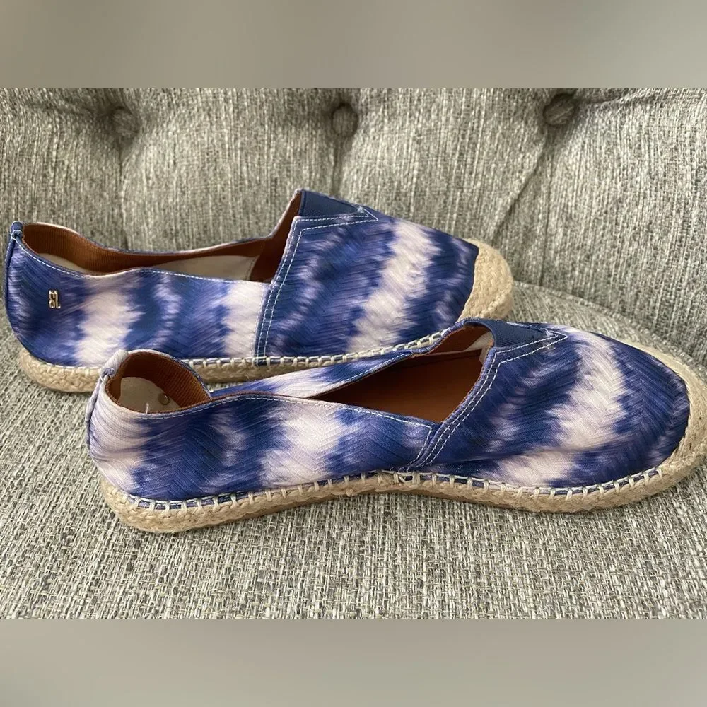 Santa Lolla Tie-Dye Espadrilles Shoes Slip On Blue White Woven Size 9
